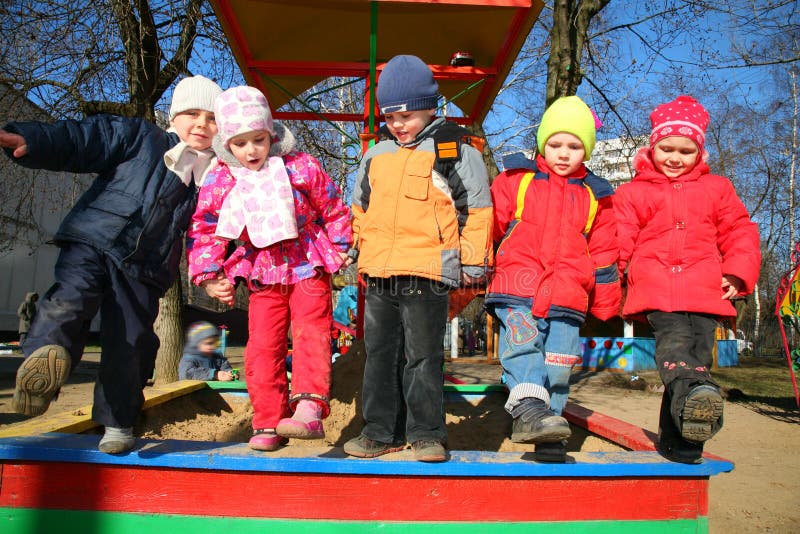 Team in kindergarten2 stock images