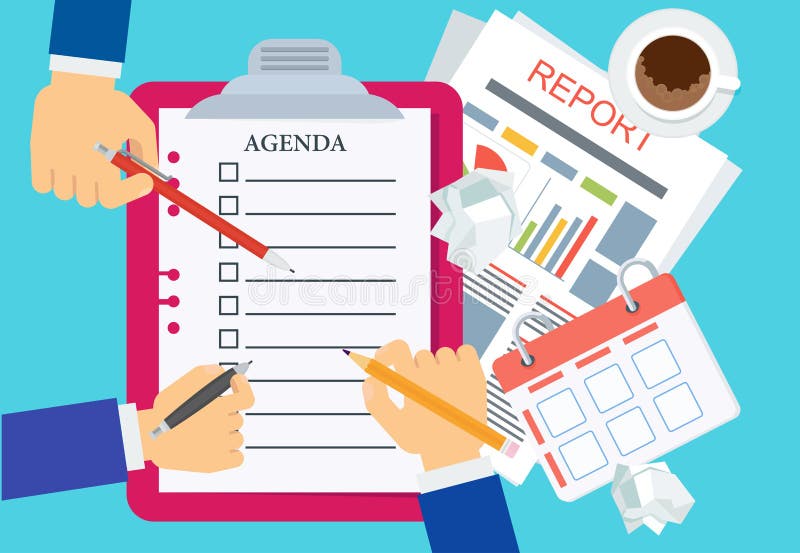 Agenda With Hand On White Stock Vector Illustration Of Hand 4014