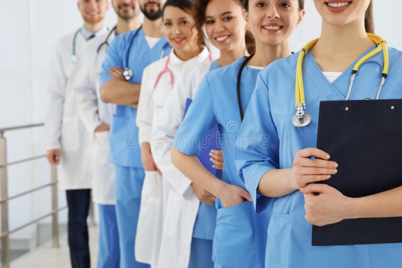Team of medical workers in hospital. Unity concept. Diverse medical team stock images, royalty-free photos and pictures