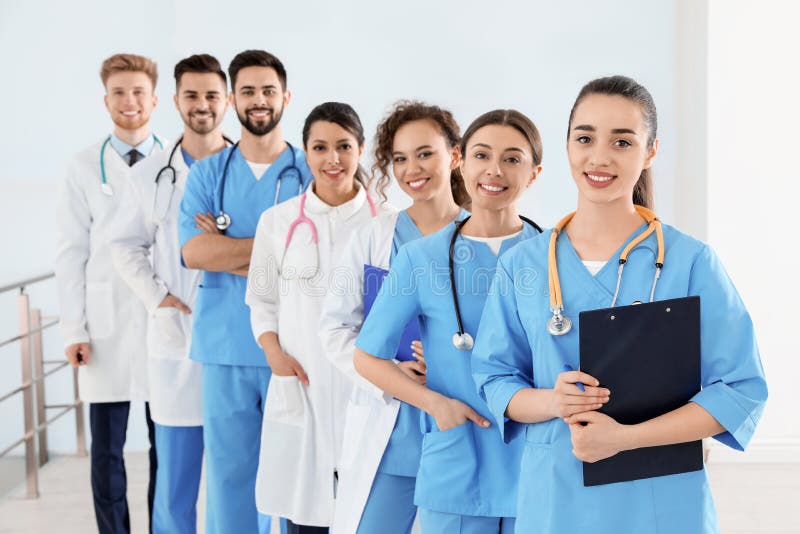 Team of medical workers in hospital. Unity concept. Diverse medical team stock images, royalty-free photos and pictures