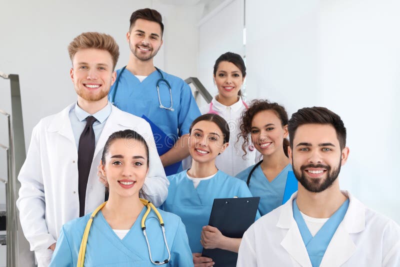 Team of medical workers in hospital. Unity concept. Diverse medical team stock images, royalty-free photos and pictures