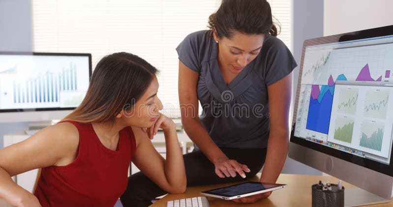 Team of multi-ethnic businesswomen working royalty free stock image Team of multi-ethnic businesswomen working royalty free stock image
