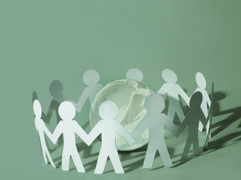 Team of Paper Doll People Holding in Hands Stock Image Image of