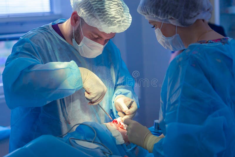 Team Performing Surgical Operation m?dico en sala de operaciones moderna imagenes de archivo Team Performing Surgical Operation m?dico en sala de operaciones moderna imagenes de archivo