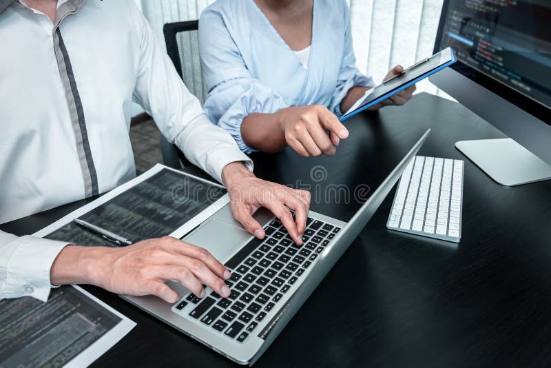 Writing Codes and Typing Data Code Technology, Programmer Cooper Stock