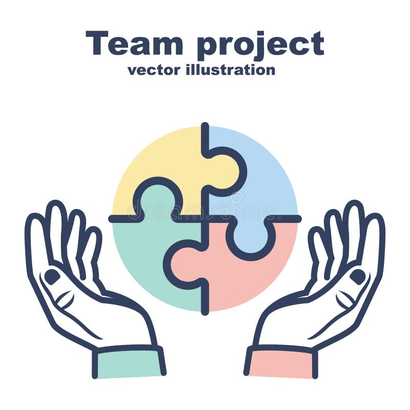 Team project line icon. Concept cooperation vector illustration