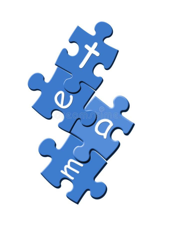 The word team in letters connected in a crisp, clean, unique stylish puzzle in blue and white with good 3d depth and isolated on a white background. The word team in letters connected in a crisp, clean, unique stylish puzzle in blue and white with good 3d depth and isolated on a white background.