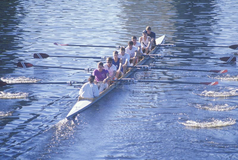 Rowing Team Pose With Oars At Lake Merritt, Oakland, California