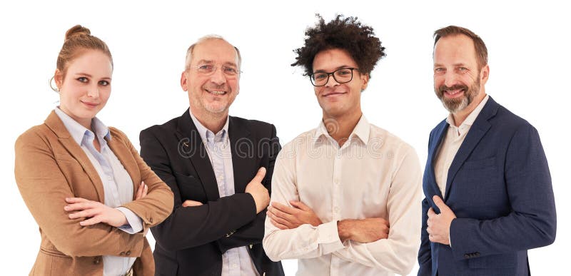 Team of self-confident business people from different generations royalty free stock images