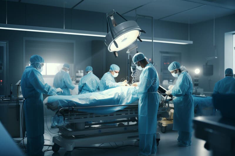 Team of surgeons in an operating room showcasing royalty free illustration