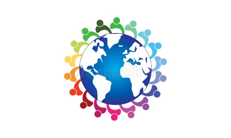 Team Work Logo Around The-Wereld - Rond gemaakte Bol en Team Work Union People Logo-Malplaatje Cirkelzaken Team United Logo vector illustratie Team Work Logo Around The-Wereld - Rond gemaakte Bol en Team Work Union People Logo-Malplaatje Cirkelzaken Team United Logo vector illustratie