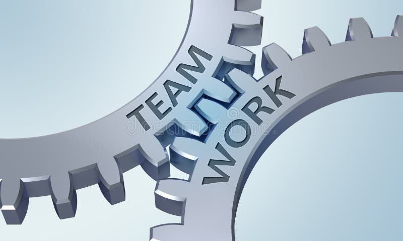 Team Work nas engrenagens do metal ilustração do vetor Team Work nas engrenagens do metal ilustração do vetor