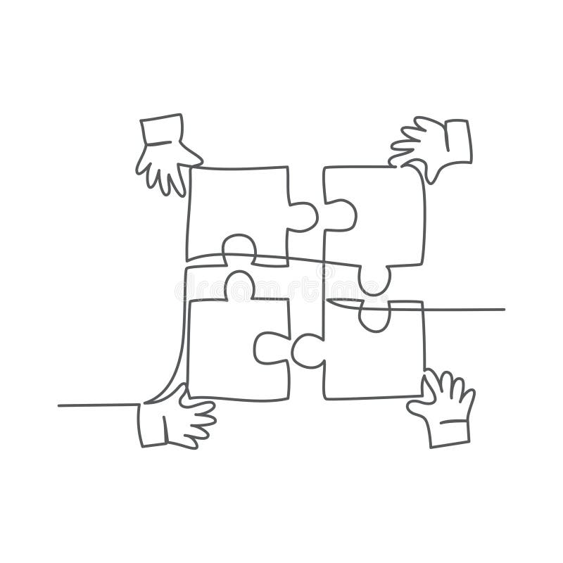 Team work One line drawing. Concept for Teamwork, Collaboration, Research, Meeting royalty free illustration