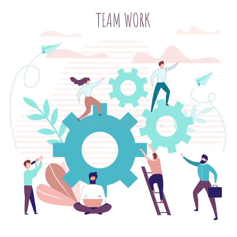 Team Work Poster met Samenwerkende Bureaumensen royalty-vrije illustratie Team Work Poster met Samenwerkende Bureaumensen royalty-vrije illustratie