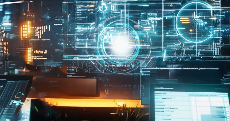 Programmers Working Late Night Analyzing Code on Computer Screen Stock ...