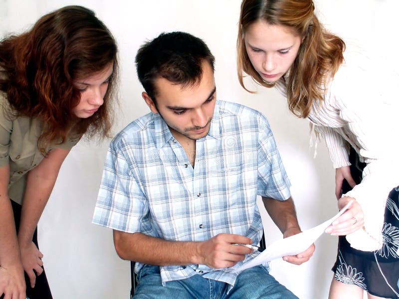 Team working on a project stock photos