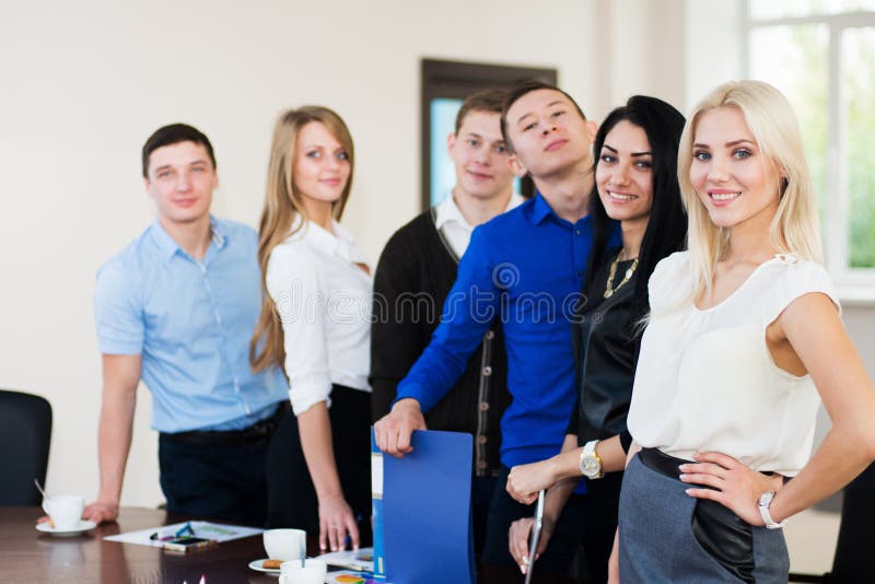 The team of young successful business people in the office