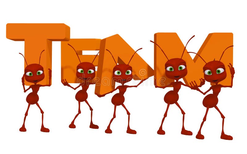 Teamwork, ants 3d cartoon stock illustration. Illustration of unusual -  46012532