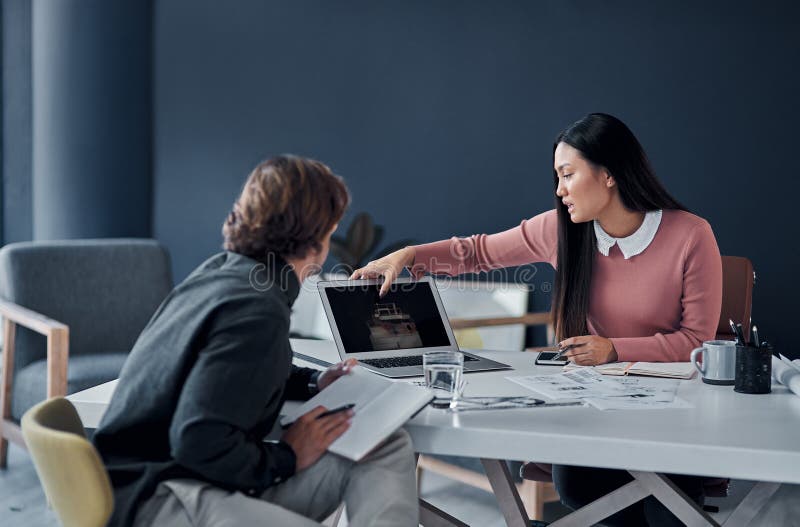 Teamwork, architecture or planning with laptop screen for discussion, remodeling design and building ideas. Engineering stock images