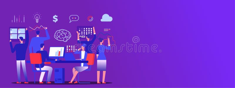 Teamwork baner för utrymme för kopia för vektor för affärslagkläckning av ideer royaltyfri illustrationer