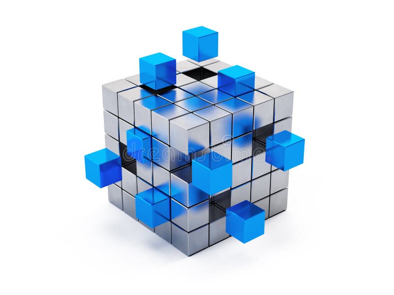 Teamwork business concept - cube assembling from blocks vector illustration Teamwork business concept - cube assembling from blocks vector illustration