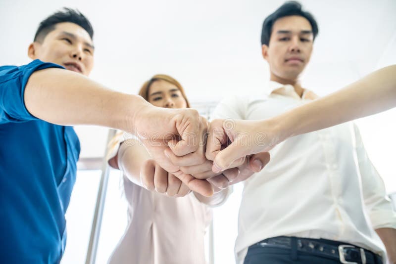 Teamwork Business Join Hand Together Concept, Image Of Hands In Circle