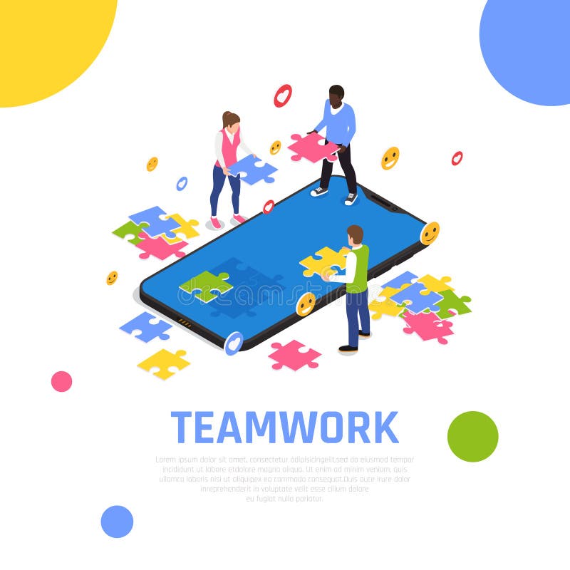 Teamwork Collaboration Isometric Composition vector illustration