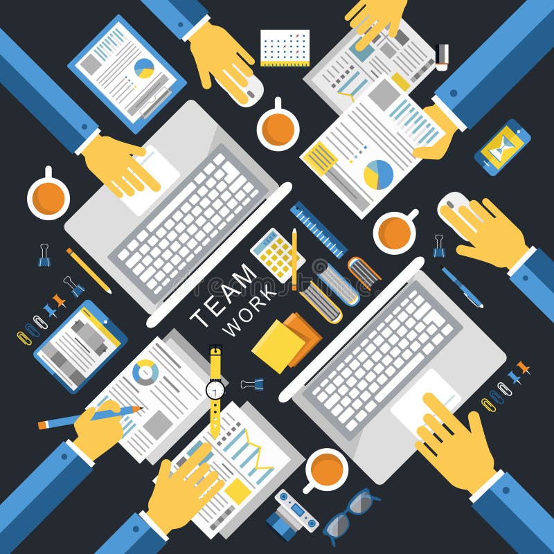 Teamwork concept illustration in flat design stock illustration