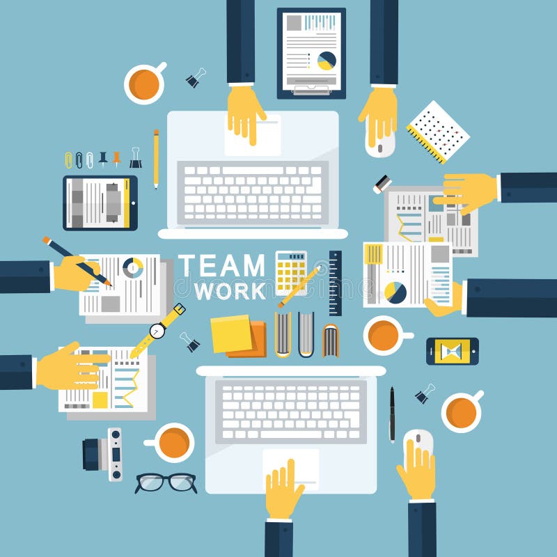 Teamwork concept illustration in flat design royalty free illustration