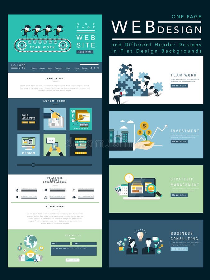 Teamwork concept one page website design stock illustration