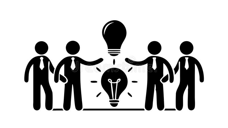 Teamwork Idea Group Lightbulb Icon, for Collaboration and Community, vector design Generative AI royalty free illustration