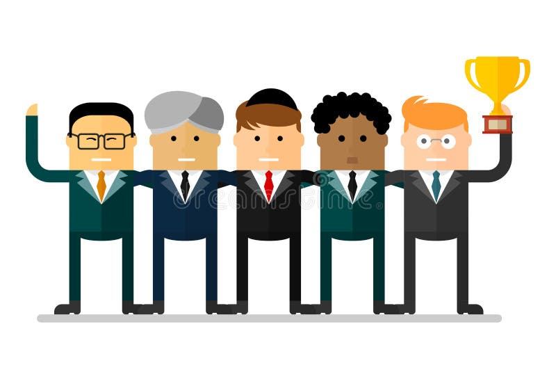 Teamwork International Team Won the Cup Stock Vector Illustration of