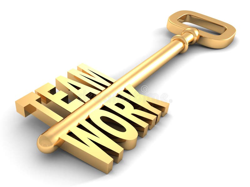 Teamwork success concept golden key on white vector illustration Teamwork success concept golden key on white vector illustration