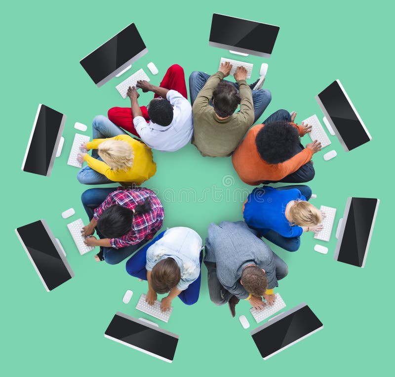 Teamwork Team Together Collaboration Meeting Looking Up Concept Stock