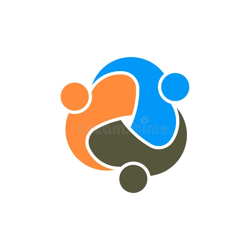 Teamworkgrupp av logoen för tre partners stock illustrationer