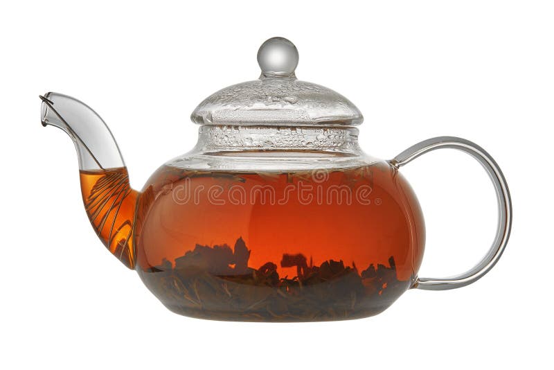 Teapot with Black Tea Isolated on White Background Stock Image Image