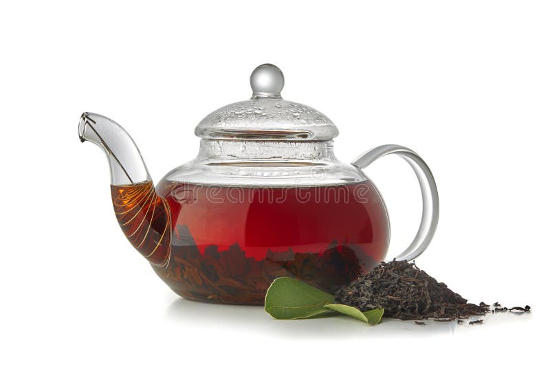 Teapot with Black Tea Isolated on White Background Stock Image Image