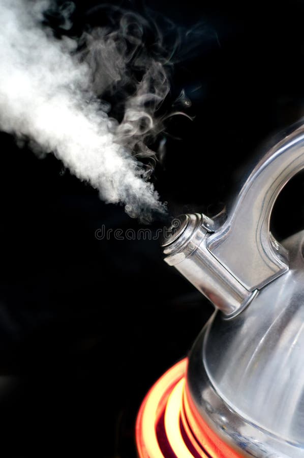 Teapot with boiling water
