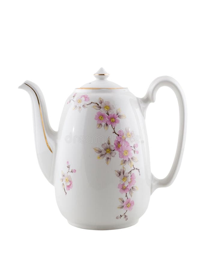 Vintage ceramic teapot, isolated on white background, clipping path. Vintage ceramic teapot, isolated on white background, clipping path.