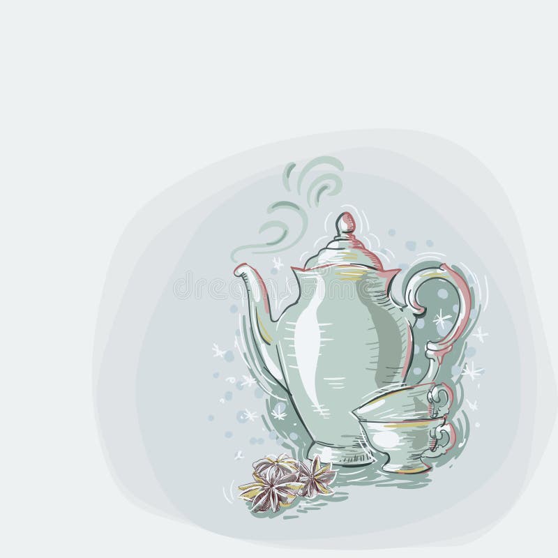 Watercolor Christmas Teapot Tea Time Clipart (2864619)