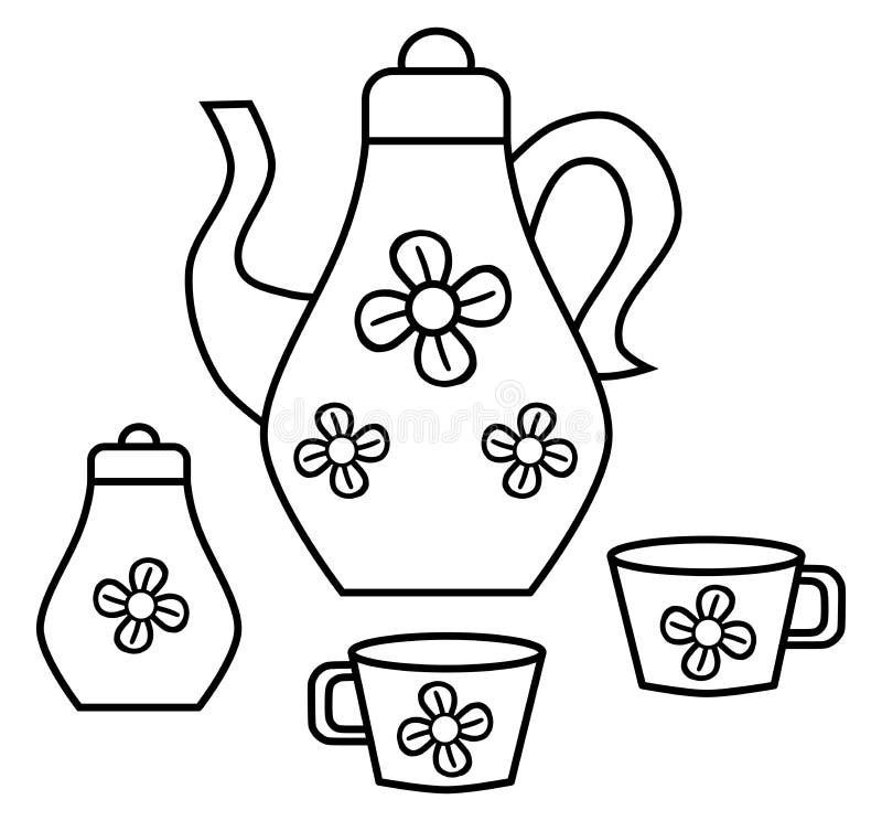 Чайный сервиз раскраска для детей распечатать Cute Contours Stock Illustrations 2,385 Cute Contours Stock Illustrations, Vec