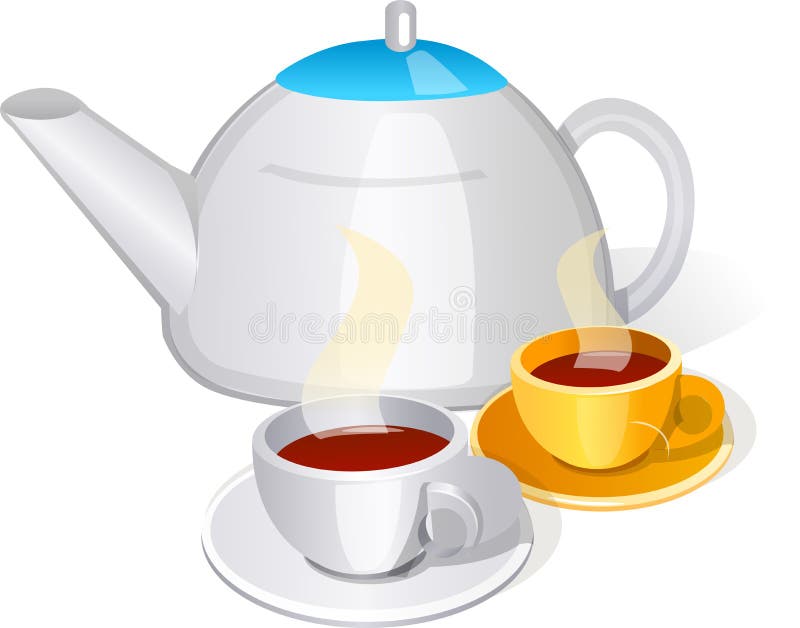 Tea pot pouring tea stock vector. Illustration of saucer - 53468317