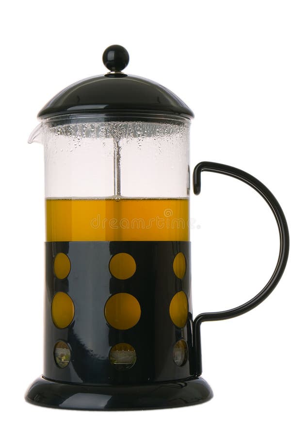 French press with tea stock image. Image of nature, leaf 16702673
