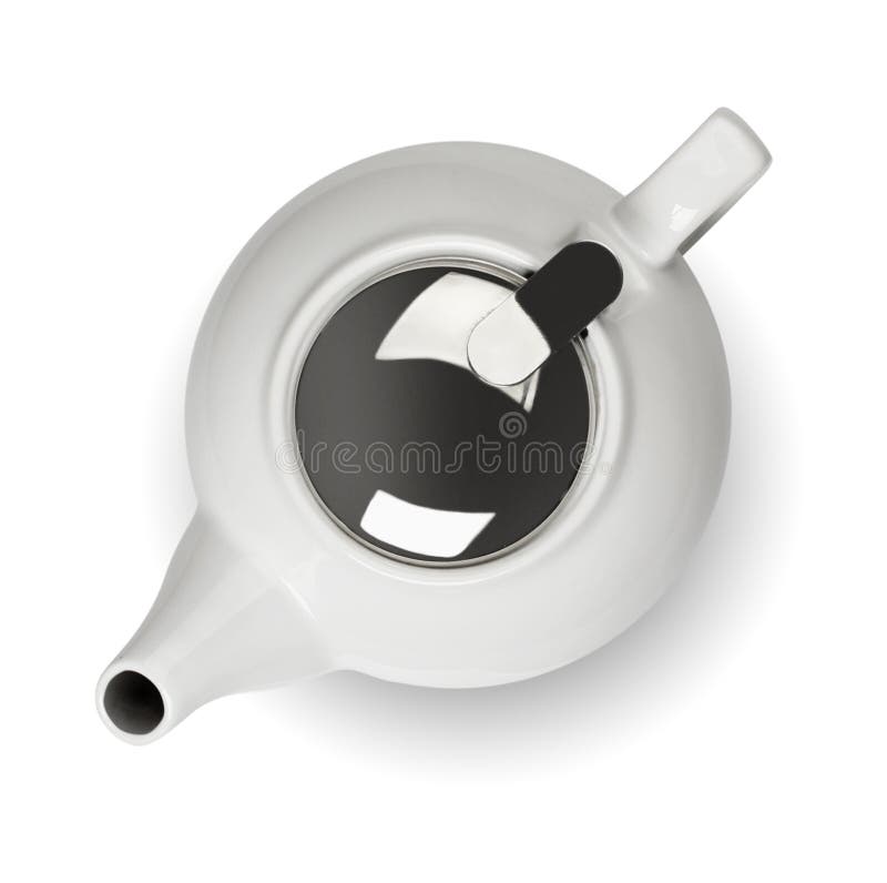 Teapot on white, top view stock image. Image of dishware 62344559