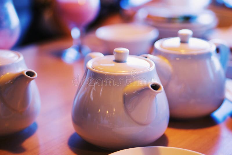 Teapots with Patches of Light Stock Image Image of service, drink