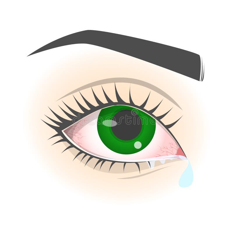 Tear from the eye. Symptom of allergy, flu or cold.