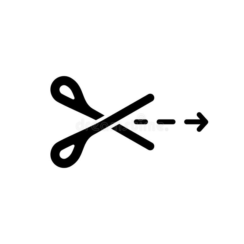 Tear Line Silhouette Scissors With Arrow Dotted Icon Outline Package Opening Indicator With Direction Black Simple Stock Vector Illustration Of Route Dotted