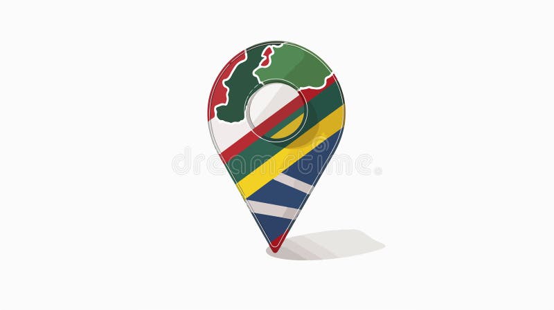 A teardrop map marker with the flag of South Africa, used for location marking with a national symbol. stock illustration