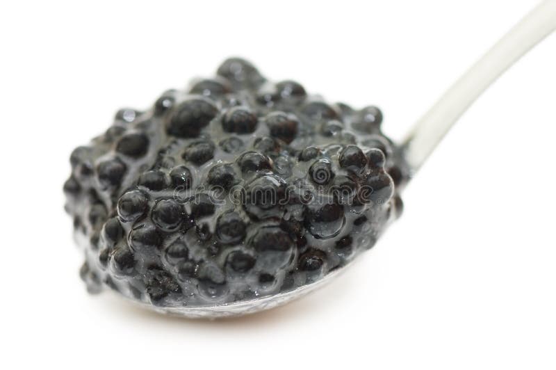 Teaspoon Black caviar isolated