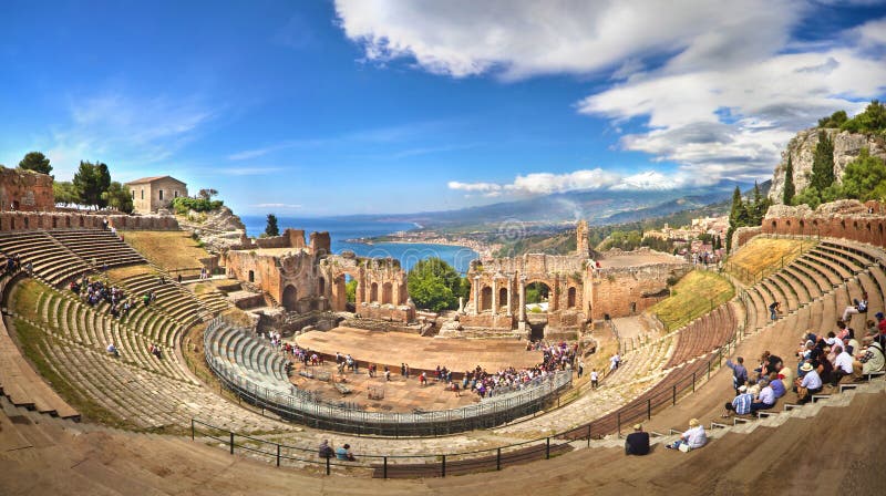Teatro di Taormina, Sicilien, Italien royaltyfri bild